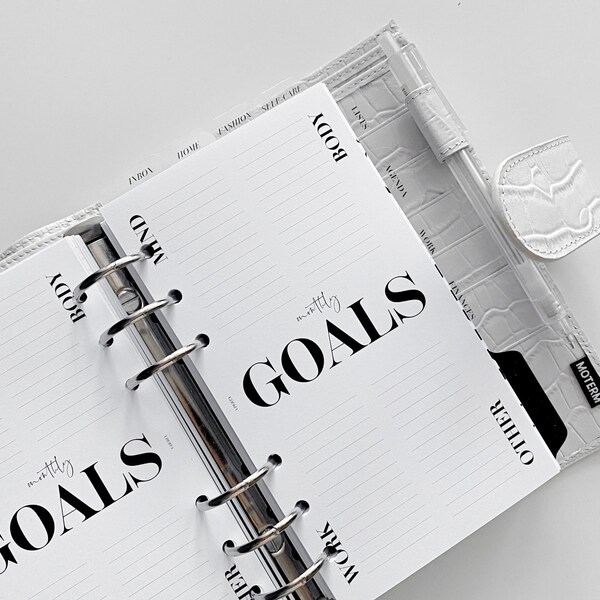 Personal Size | PRINTED Monthly Goals Planner INSERTS