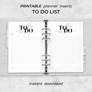 PRINTABLE To Do List Planner Inserts | Instant Download | A5 Size