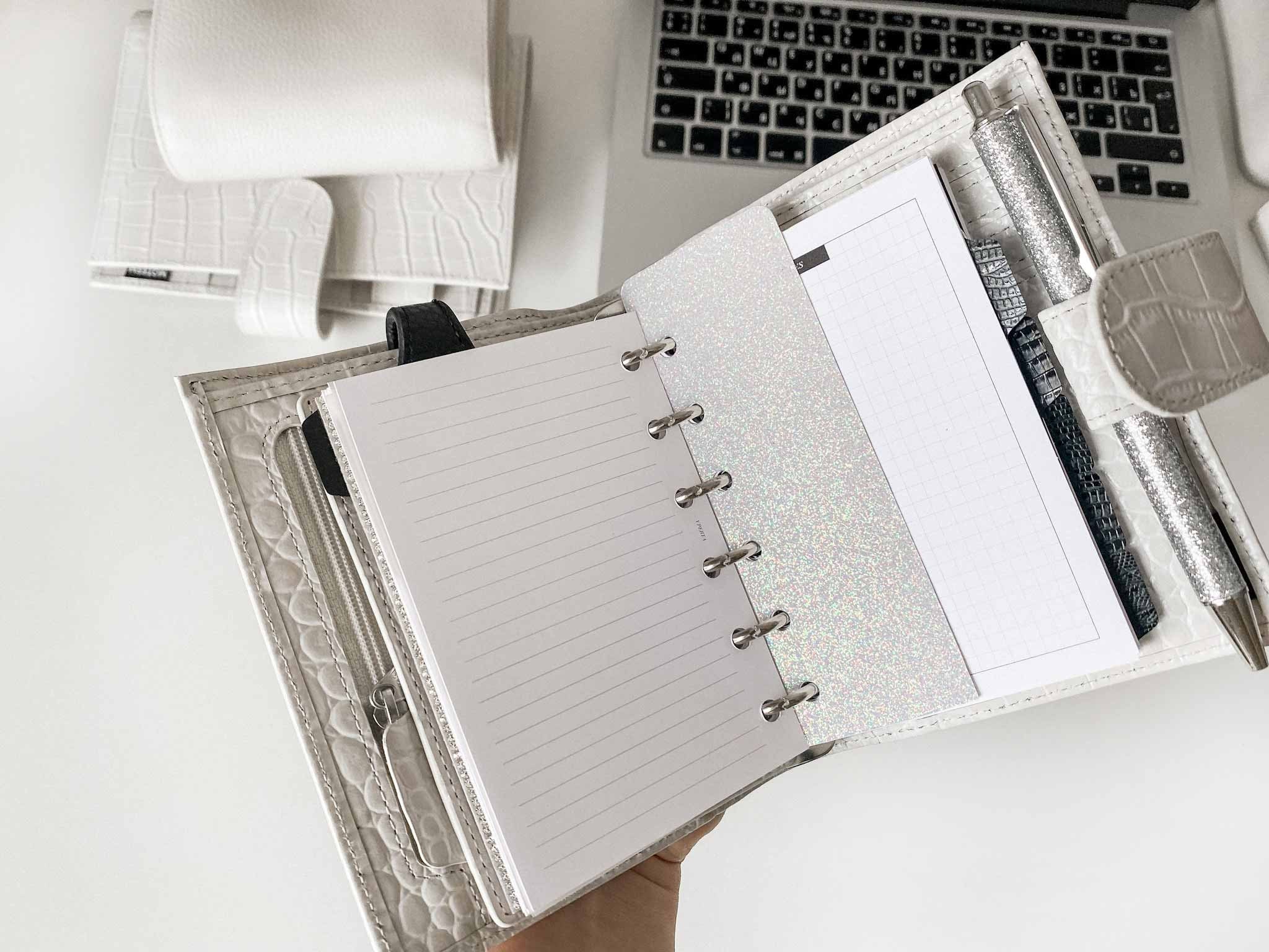 POCKET Planner BOOKMARK White Iridescent Glitter Planner Etsy