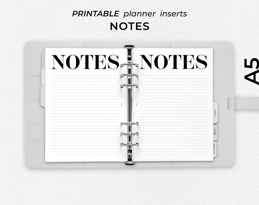 PRINTABLE Notes Planner Inserts Instant Download A5 Size - Etsy Australia