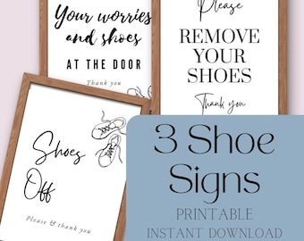 3 Shoe Signs Printable Shoes Off Modern Rental Poster House Rules  Airbnb VRBO Short Term Rentals Guests Portrait Landscape Digital Download