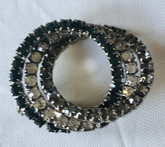 Vintage Three Loop Intertwine Swirl Rhinestone Br… - image 1