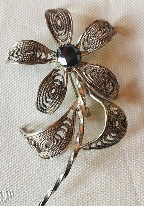 Vintage Handmade Filligree Sterling Silver Flower… - image 4