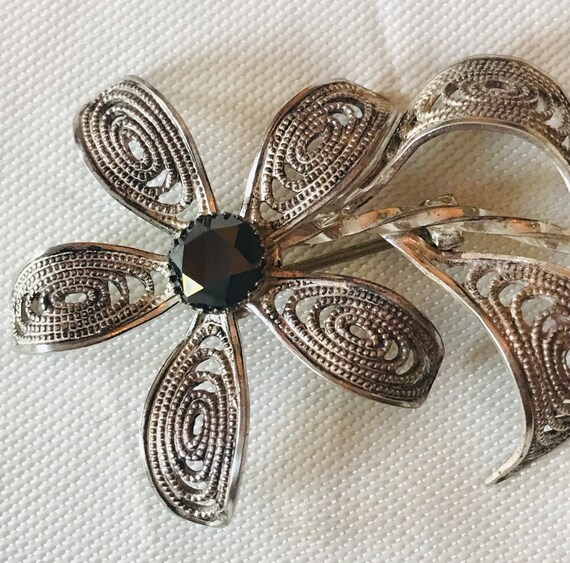 Vintage Handmade Filligree Sterling Silver Flower… - image 6