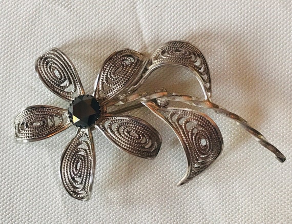 Vintage Handmade Filligree Sterling Silver Flower… - image 7