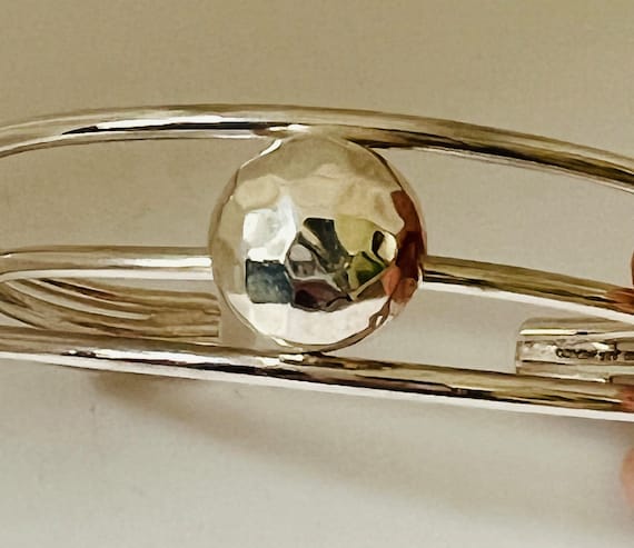 Sterling Silver Boho Three Layer Interlocking Ban… - image 1