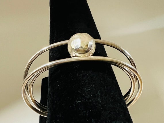 Sterling Silver Boho Three Layer Interlocking Ban… - image 3