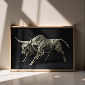 Origami Bull Wall Art, Stock Market Decor, Office Art (Digital Download)