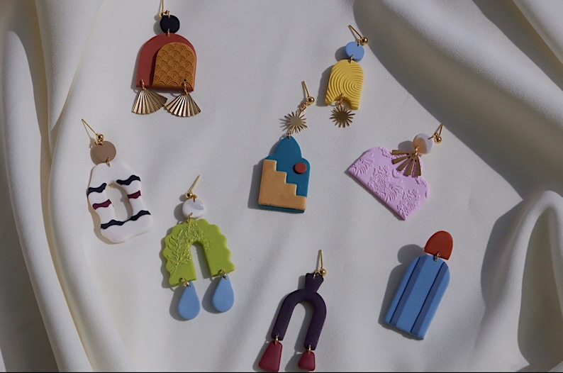Wes Anderson Inspired Clay Earrings Statement Earrings The Darjeeling Limited