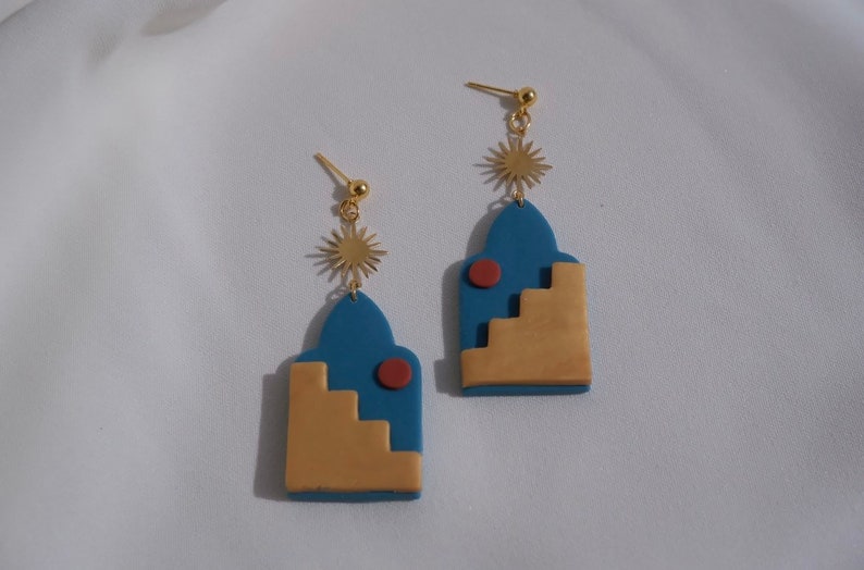 Wes Anderson Inspired Clay Earrings Statement Earrings The Darjeeling Limited