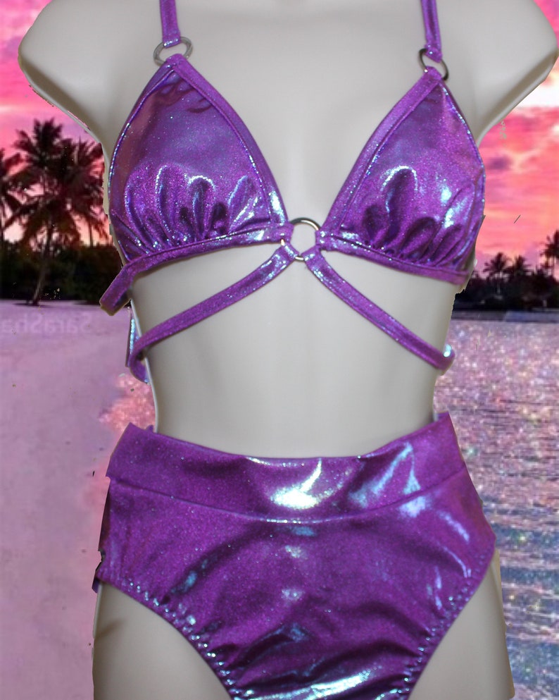 Iridescent Purple Romper Exotic Wear Two Piece Bikini | Etsy