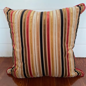 Striped Multicolor Cut Velvet Pillow // Designer Pillows