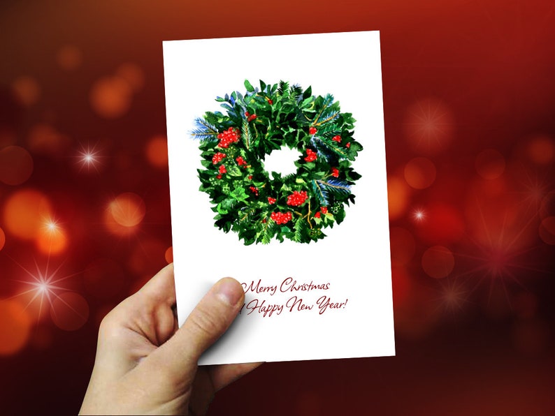 Christmas Gift Card Set Greeting Cards Beautiful Wreaths Etsy