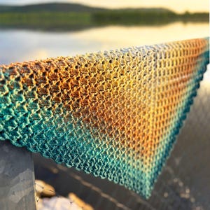 Weekend Shawl CROCHET PATTERN – Textured Triangle Wrap, One Skein Gradient Yarn Shawl