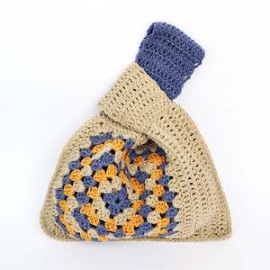 PATRÓN DE GANCHILLO - Bolso cuadrado de abuela, bolso con nudo japonés, lazo para la muñeca