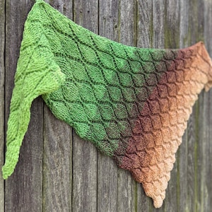 CROCHET PATTERN Forest Morning Shawl, Textured Triangle Wrap, One Skein Gradient Yarn, Crochet Pattern PDF