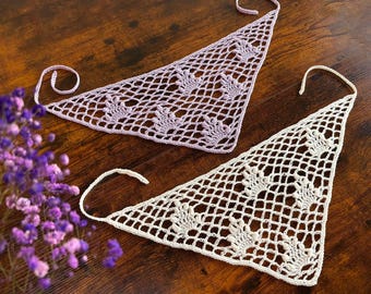 Crochet Lace Bandana Pattern: Vintage Cottagecore Head Scarf (PDF Pattern)