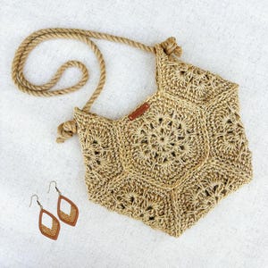 Crochet Pattern: Boho Jute Hexagon Shoulder Bag (PDF Pattern)