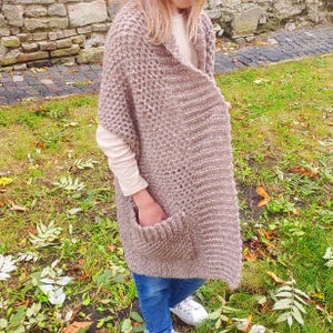 CROCHET PATTERN - Alpaca Hug Pocket Scarf, Cardigan Shawl