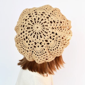 CROCHET PATTERN - Lace Beret, Cotton beret for women, French hat