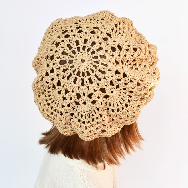 CROCHET PATTERN - Béret en dentelle, Béret en coton pour femme, Modèles de chapeaux au crochet pour filles, Modèle de chapeau au crochet, Chapeau d'été au crochet et Chapeau français