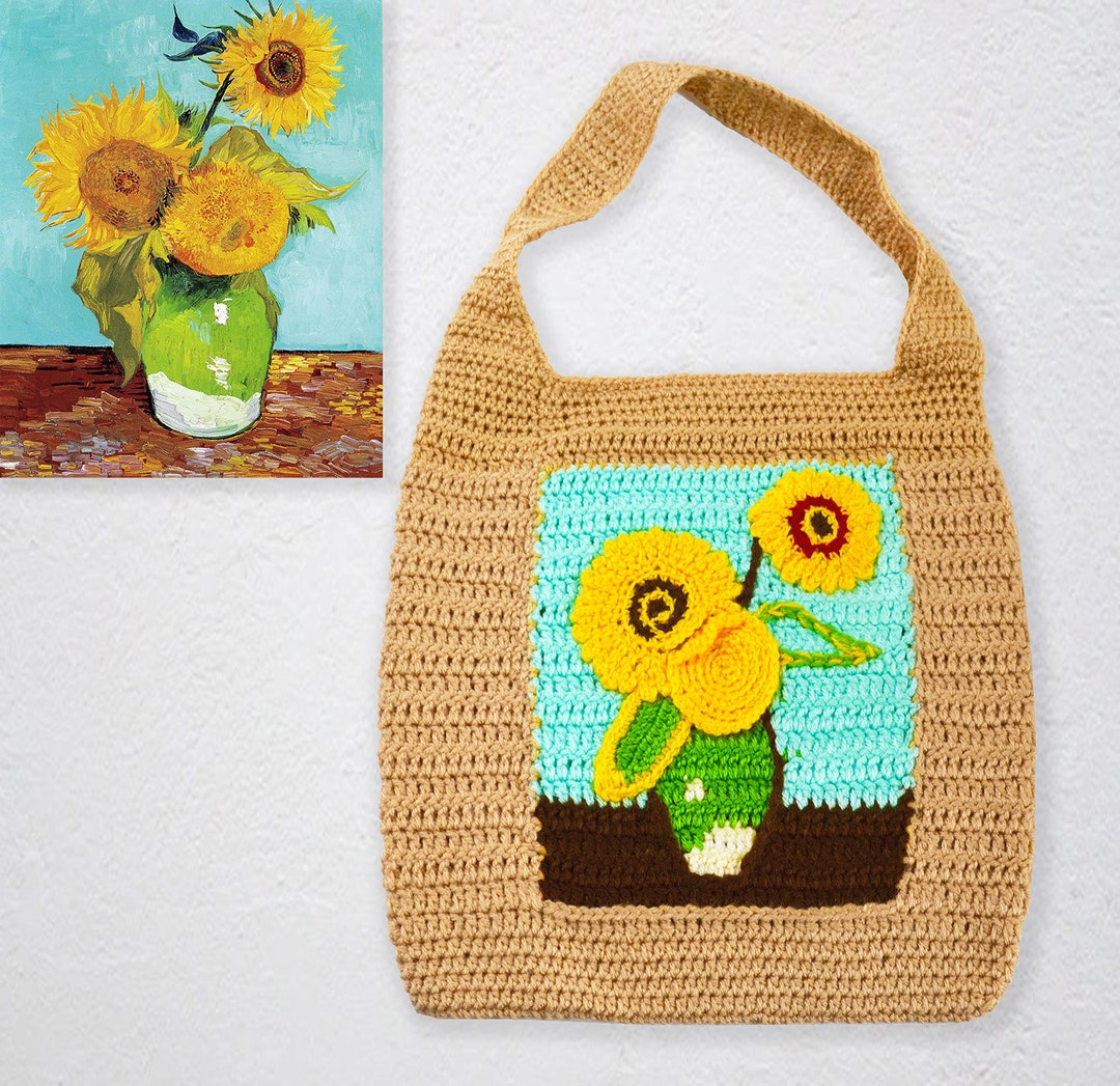 現品　ゴッホのひまわり　ハンドメイドかぎ針編みワンピース 取り寄せ ゴッホのひまわり ハンドメイドかぎ針編みワンピース