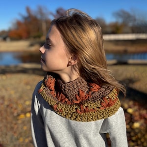 CROCHET PATTERN - Autumn Leaf Cowl, Neck Warmer, Infinity Scarf