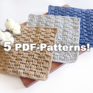 Crochet Pot Holder Patterns: Textured Dishcloth, Cable Stitch Towel (PDF Pattern)