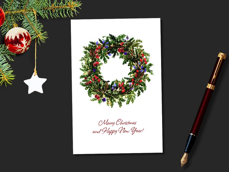 Christmas Gift Card Set Greeting Cards Beautiful Wreaths Etsy