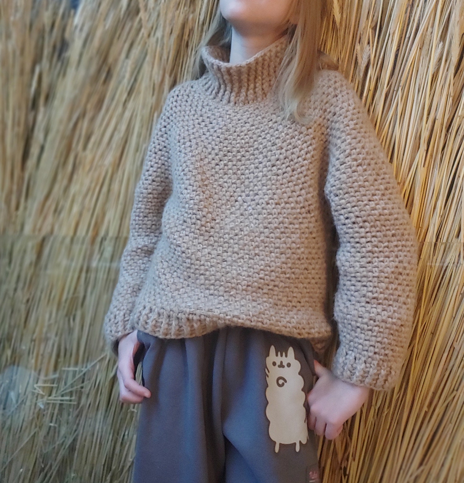 Dos Agujas Sueter Tejido Jersey De Lana Gorda Mujer CROCHET