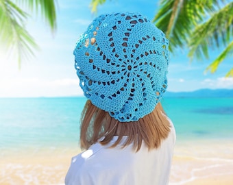 CROCHET PATTERN - Summer Breeze Beret, Cotton beret for women, Crochet hat patterns for girls, Hat crochet pattern, French hat, French beret