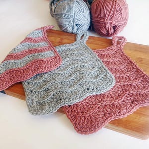 CROCHET PATTERN - Textured Potholders, Hot mat, Crochet Dishcloth