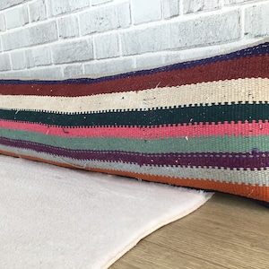 terrace pillow case, gothic pillow, oriental pillow cover, tv chair pillow, 12 x 42 kilim pillow, tribal  pillow, striped kilim pillow, 823