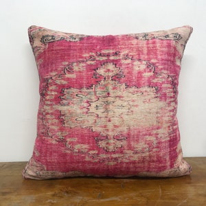 Pink pillow cover, Bedding pillow, Couch pillow, Home decor, Double sided, Turkish rug pillow, Bolster pillow, Rustic pillow cover, 8285-01