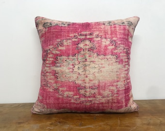 Pink pillow cover, Bedding pillow, Couch pillow, Home decor, Double sided, Turkish rug pillow, Bolster pillow, Rustic pillow cover, 8285-01
