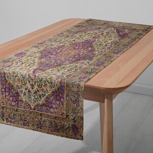 Table Runner: Ethnic Rug Design, Pastel Shades - Washable Fabric 12795-03