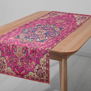 Runner in stile mediorientale, Runner con motivo Ikat, Runner per decorazioni da cucina, Tappeto in stile orientale, Runner in velluto, Runner da tavolo resistente, 12983-02