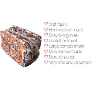 Bolsita hecha a mano, neceser de maquillaje kilim, organizador de viaje, bolso de viaje boho chic, bolso para joyas, bolso para accesorios, neceser para delineador de ojos, regalo para ella imagen 6