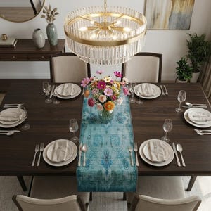 Op boho geïnspireerde loper, feestelijke tafelsjaal, moderne loper, theetafelsjaal, cateringtafellaken, pastelkleur tafeldecor, 5153-02