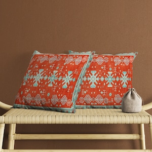 Cojín elegante, almohada hecha a mano, funda de almohada decorativa, estampado de alfombra vintage, almohada decorativa, cojín de sofá, almohada de madera, almohada bonita, 8819-03