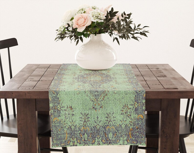 Artistic rug runner,Excellent runner, Party event runner, Rustic style table decor, Ikat table sheet, Dining table scarf, Home decor,6936-02 image 11