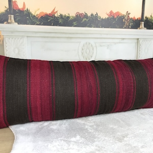 Red kilim pillow, Brown kilim pillow, Handmade pillow, Pillow case, 16x48 pillow, Lumbar pillow, Bedroom pillow, Sleeping pillow, 1759