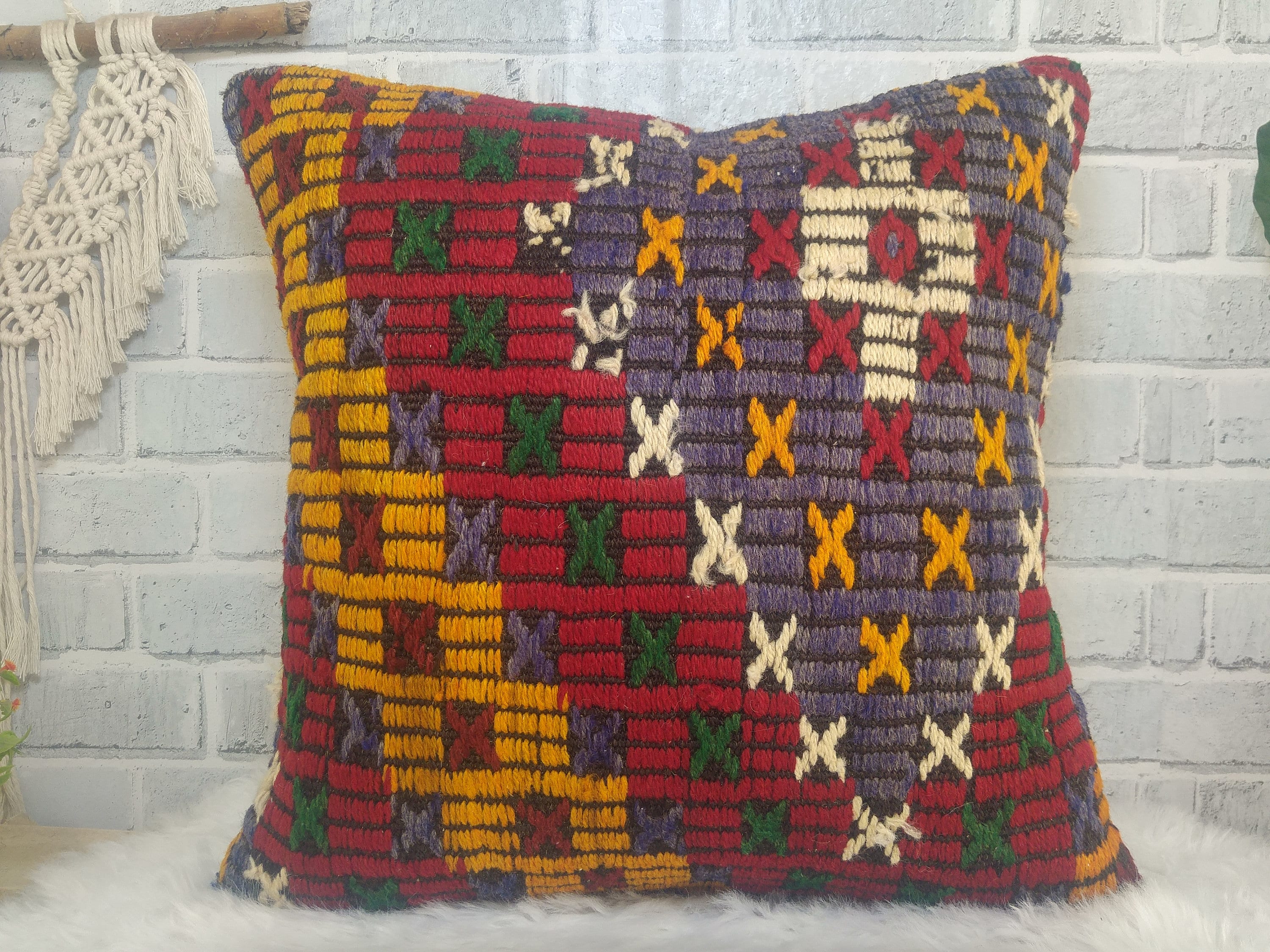 Throw Kilim Pillow Handmade Pillow 20 X 20 Floor Pillow - Etsy