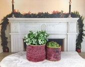 wool hanging basket, boho rug planter, flower pot hamper, basket planters, plant pot cover, hanging flower hamper, flower basket, PH 3592
