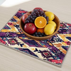 Table Placemats: Vintage Turkish Rug Design - Washable, Non-Slip Chenille, 280