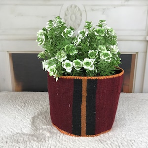 Maceta grande, macetas colgantes de interior, cesta colgante roja, funda para maceta vintage, cesta para plantas, maceta texturizada, decoración de dormitorio, PH 2413