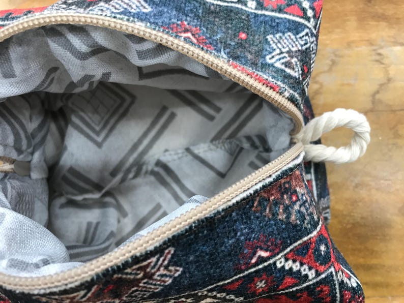 Bolsita hecha a mano, neceser de maquillaje kilim, organizador de viaje, bolso de viaje boho chic, bolso para joyas, bolso para accesorios, neceser para delineador de ojos, regalo para ella imagen 7