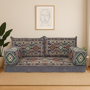 Bodenkissensofa, Arabisches Sofa, Wohnzimmerset, Bodensofa-Sitzgelegenheit, Osmanisches Kissen, Majlis-Kissen, Sektionssofa, Bodencouch, FS 10