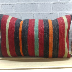 couch pillow, cotton kilim pillow, handmade pillow, floor pillow, 12 x 20 kilim pillow, turkey pillow, boho pillow, decor pillow , 200