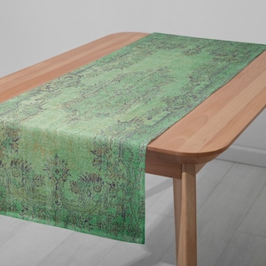 Vintage Turkish Table Runner: Textured, Washable, Retro Style 4944-01